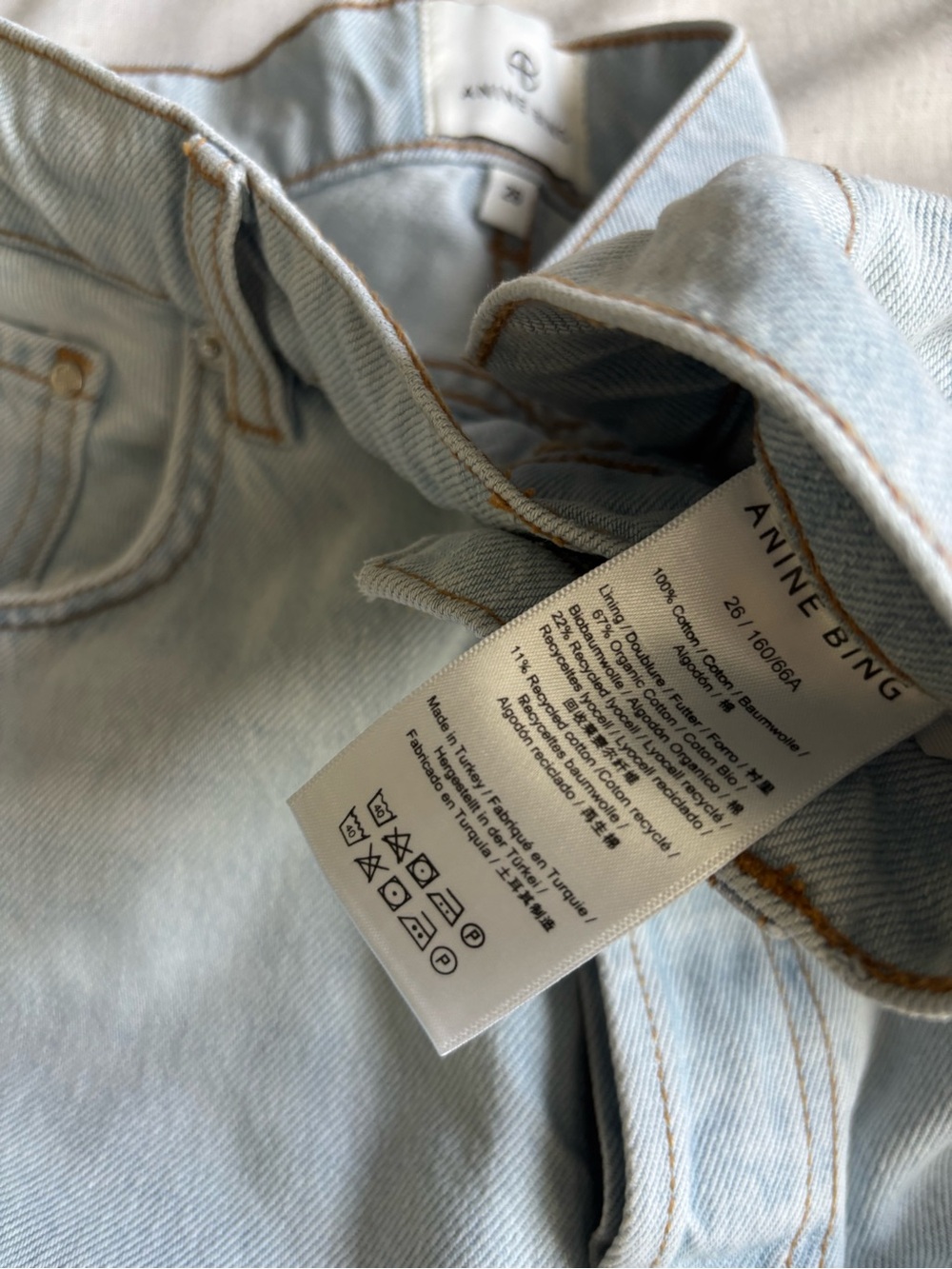 Annie Bing Manon High Waist Baggy Wide Leg Jeans Ultra Bleached Size 26 - Picture 8 of 13